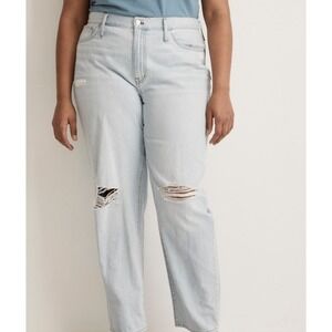 Madewell The Slouchy Boyjean Womens Size 33 Ripped‎ Distressed Light Wash Jeans